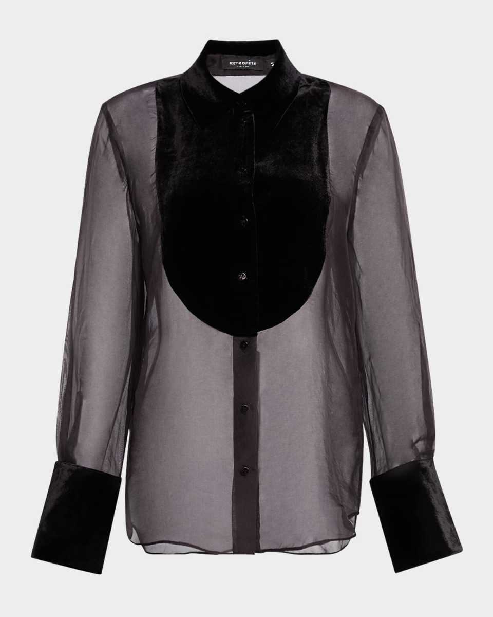 Liana Sheer Silk Velvet Blous
